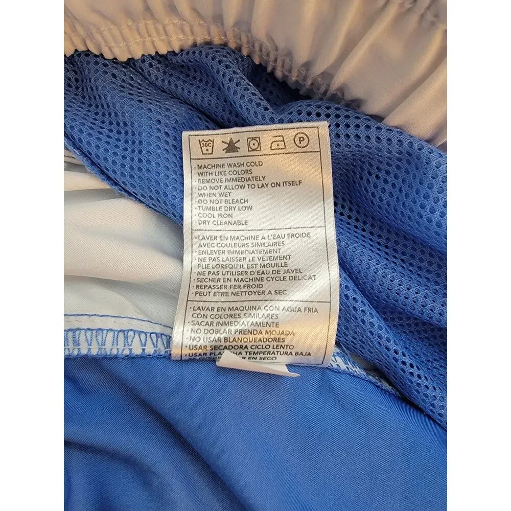 Nike Swim Shorts XXL Blue White Cargo Pocket Drawstring Unlined Beach Board
